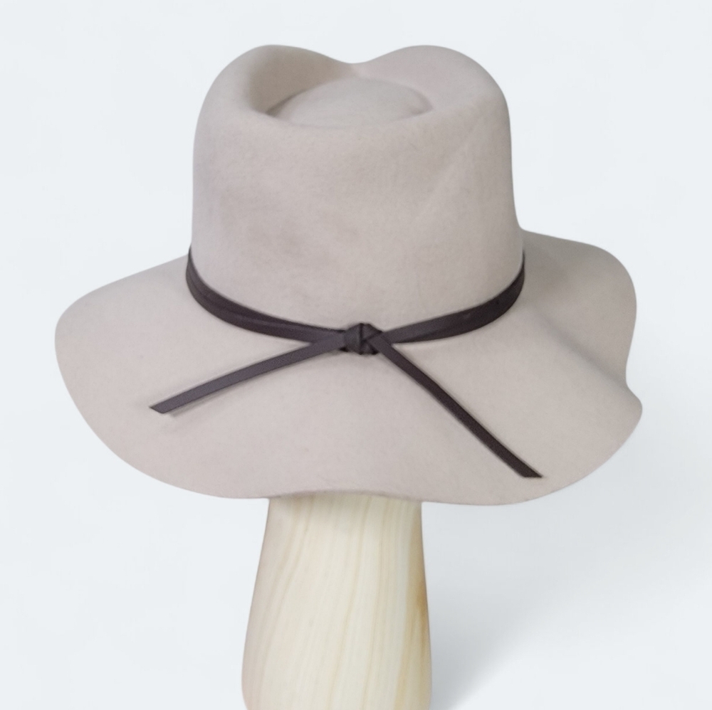 Morgan & Taylor Greige Women's Wool Hat with Brown Band OSFM